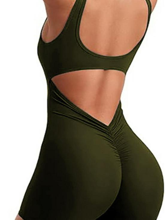 Sportlicher rückenfreier V-Ausschnitt Quick-Dry Einteiler - Damen Sexy Träger-Shorts