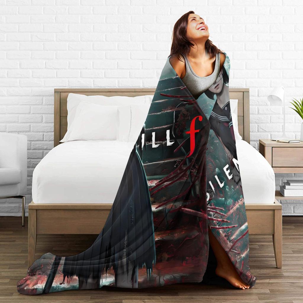 Horror Game Silent Hill F Graphic Printed Flannel Blanket Warm Throw Blanket for Living Room Decorative Bedspread Sofa Bed Cover