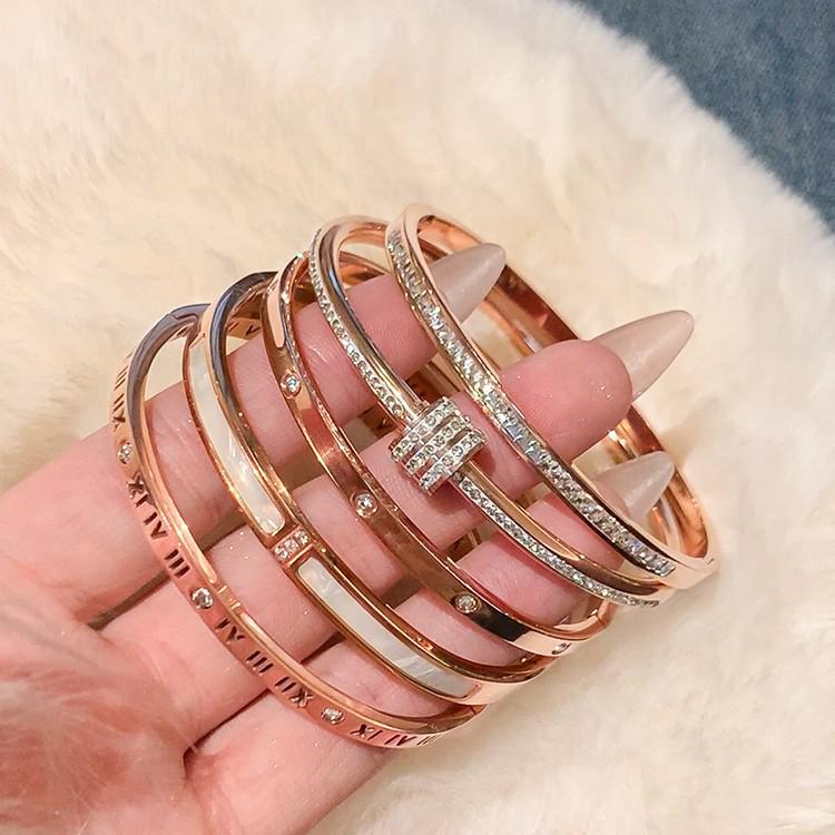 Rose Gold Women's Titanium Steel Bracelet Set - Non-Fading, Bestie Style