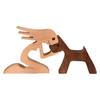 Dog Wooden Sculpture Pet Memorial Gift Dog And Man Woman Statue Home Decor Puppy