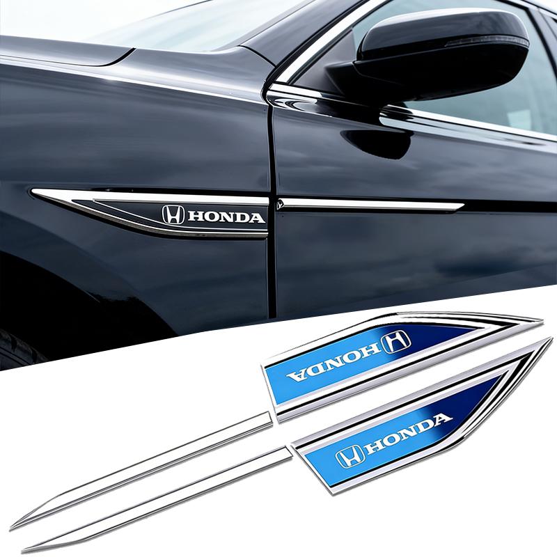 CKU5 2PCS 3D Metal Honda Car Side Fender Emblem Badge Sticker Blade Trim for Civic Accord CR-V Fit - Auto Exterior Styling Accessorie