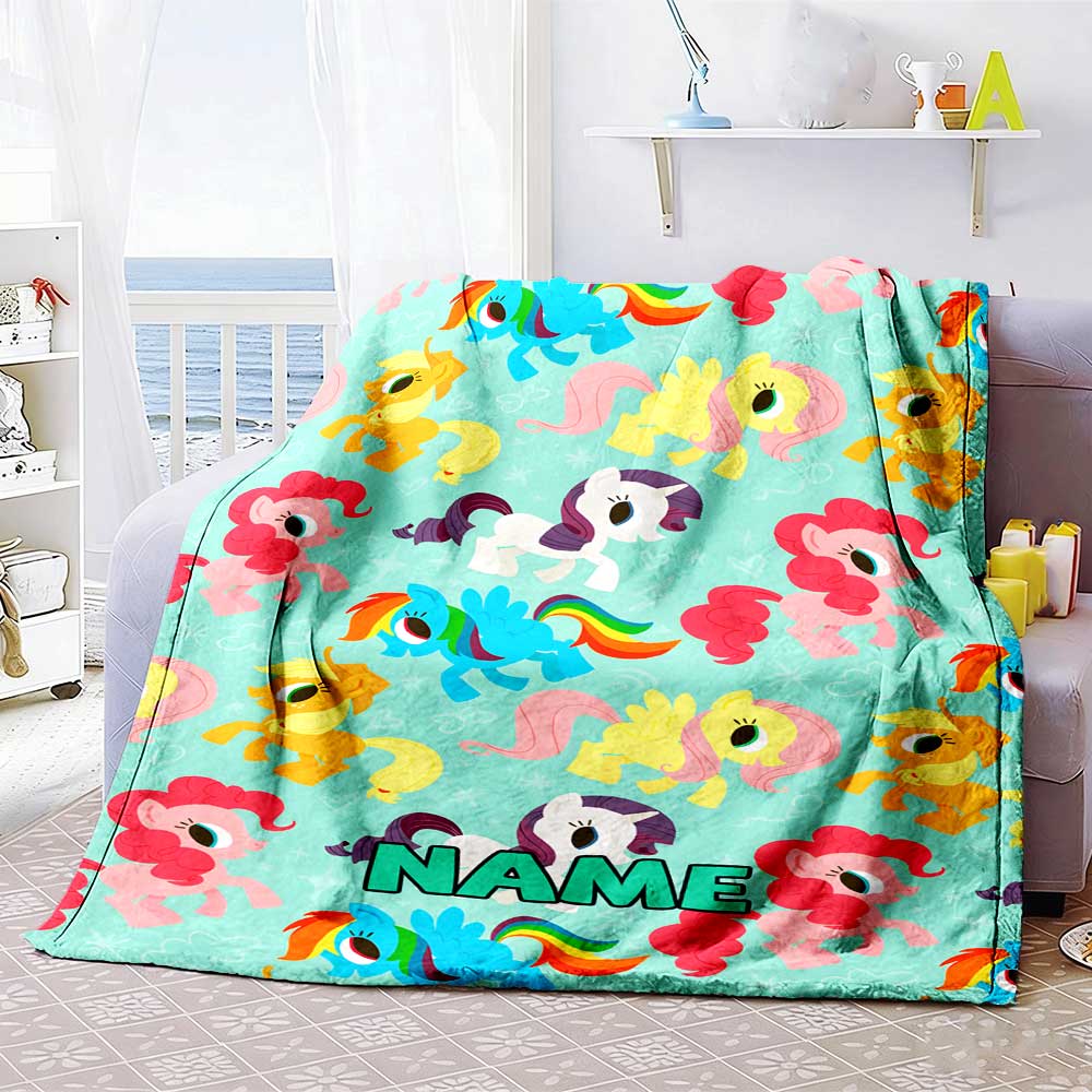 Little Pony (13) Personalized Name Blanket Gift Personalized Blanket Warmthful Decor for Picnics Couch Chair Living Room Ideal for All Seasons