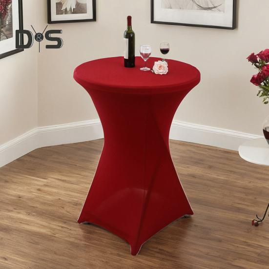 Capa para mesa de coquetel Design de cor sólida Alta elasticidade À prova de óleo Ajuste universal Instalação simples Toalha de mesa redonda alta