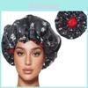 Satin Sleep Hat With Rose Flower Print Adjustable Night Cap For Winter And Spring Comfort