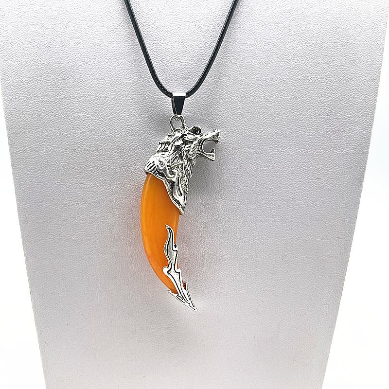 Fashion Brave Men's Pendant Necklace Vintage Bronze Wolf Tooth Alloy Pendant Necklace Fashion Choker Jewelry