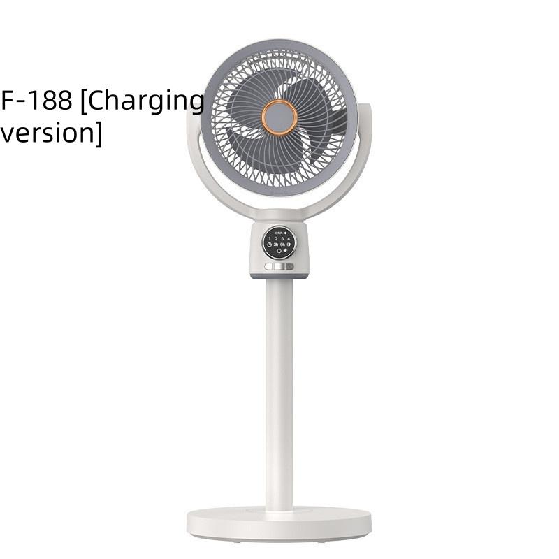 12W Einziehbarer Luftzirkulationsventilator Doppelzweck USB Schwenkkopf Elektrischer Ventilator für Tischplatte und Boden Fernbedienung Timer Nachtlicht Standventilator