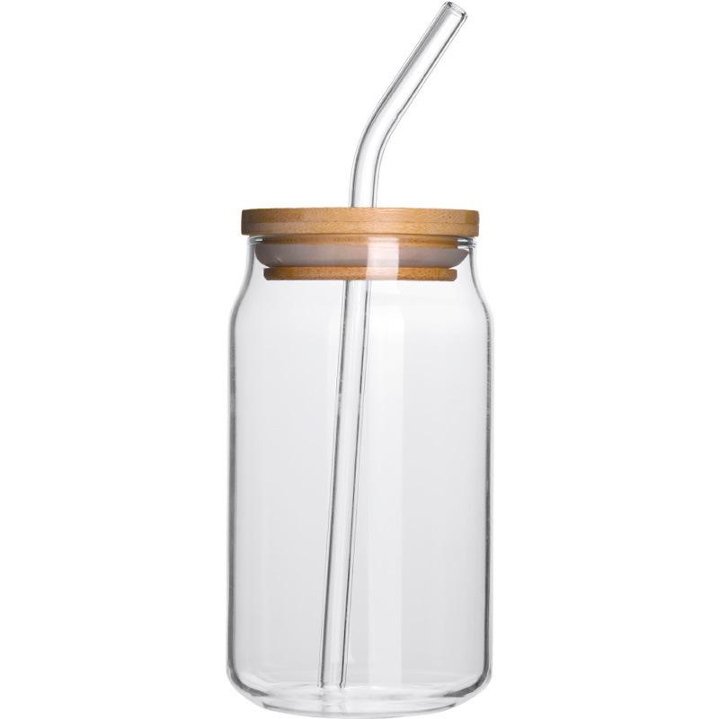 Hohes Borosilikatglas Cola-Strohhalmbecher mit Deckel - Transparent, Einschichtig, Beliebtes Haushaltsdesign
