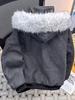 Zuoshandiao Unisex Hooded Wool Jacket with Fur Collar - Warm, Thick Cotton Outerwear for Autumn/Winter