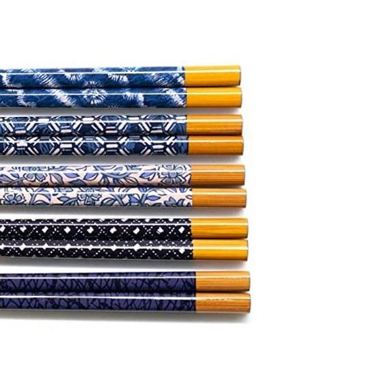 Wakasa Lacquer Chopsticks Non-slip Processing 22.5cm Set 5 Guests Bamboo Susutake Indigo Dye Made Japan 265052