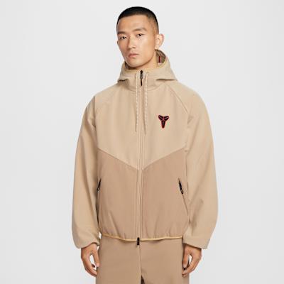 Nike WINDRUNNER Jackets Men s Linen Fabric/Light Khaki/Gym Red Hooded S