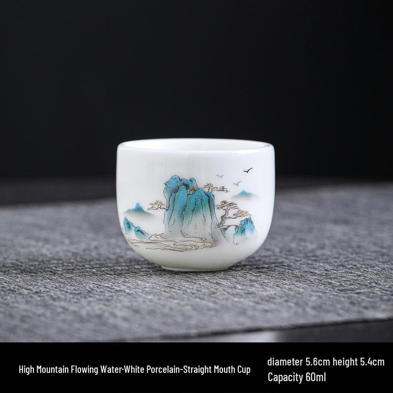 Kung Fu White Porcelain Tea Set: Ceramic Mutton Fat Jade Master Cup & Teacups Gift