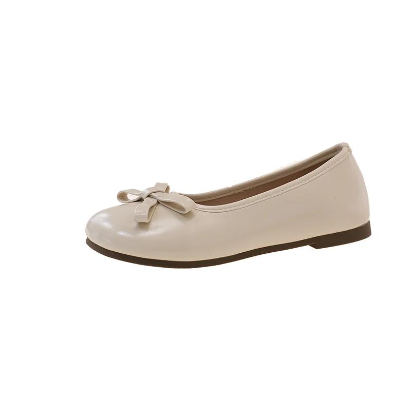 Plus Size Women's French Mary Jane 2025 New Round Toe Shallow Mouth Bow Single Shoes