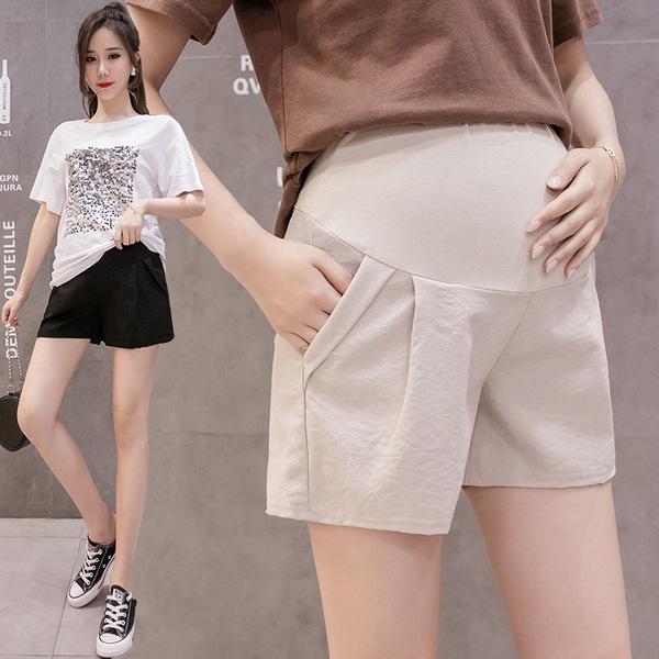 2023 Summer Maternity Cotton & Linen Belly Support Shorts - Casual, Trendy, Loose Fit for Pregnant Women