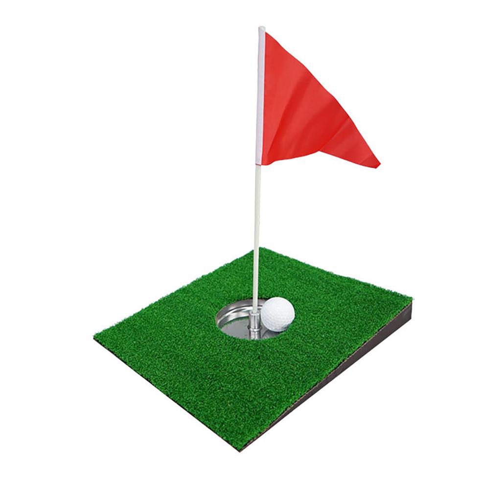 Backyard Golf Putting Mat - Simulated Green Slope Practice Mat with Stainless Steel Cup & Flag for Indoor Outdoor