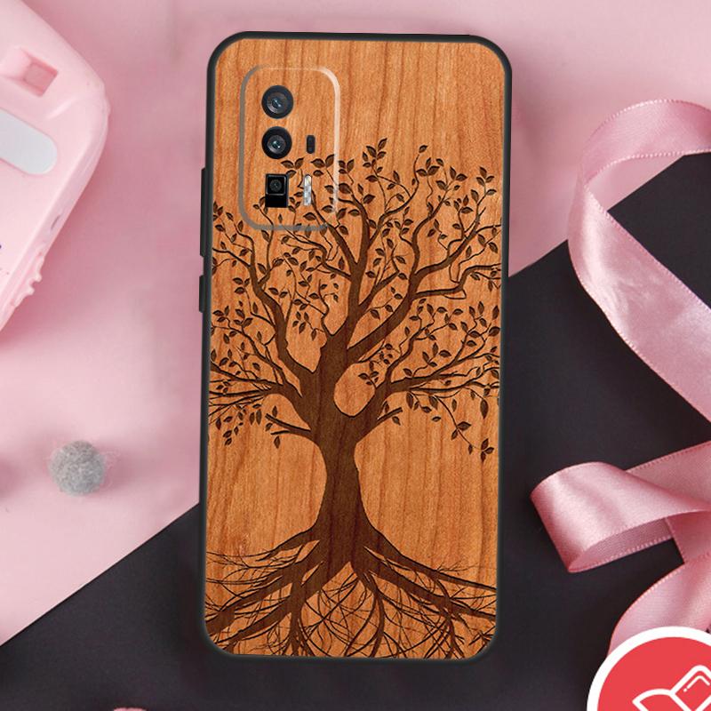Tree Flower Bamboo Wood Case For Xiaomi 14 Ultra Mi 15 13 11T 12T 13T 14T Pro POCO X7 Pro X3 X5 X6 F5 F6 F7 Cover