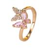 European and American New Butterfly Shaped Ring with Micro Inlaid Zircon and Adjustable Opening for Trendy Jewelry