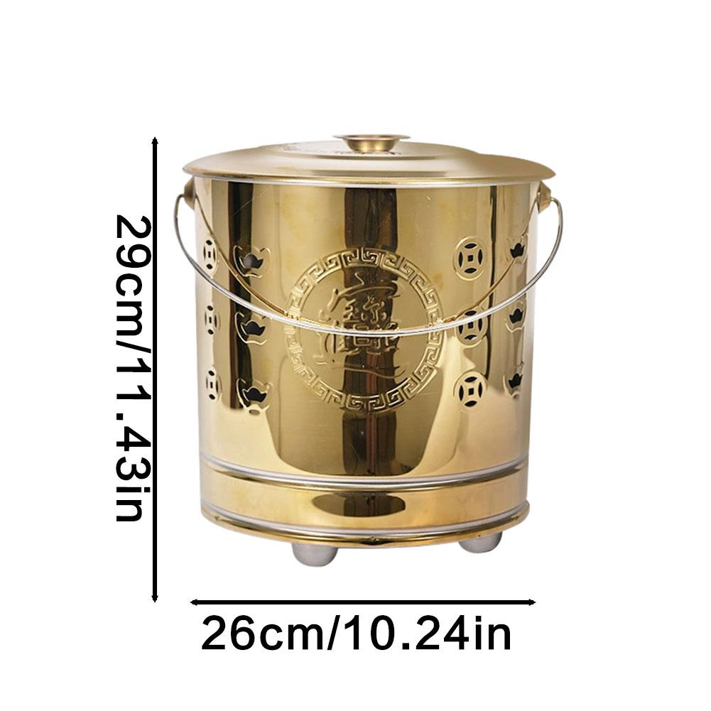 Yanan Kovalar Boş Metal Şömine Kovası Geleneksel Kağıt Para Yakma Varili Ev Bahçe Dış Mekan İçin Hazine Kasesi