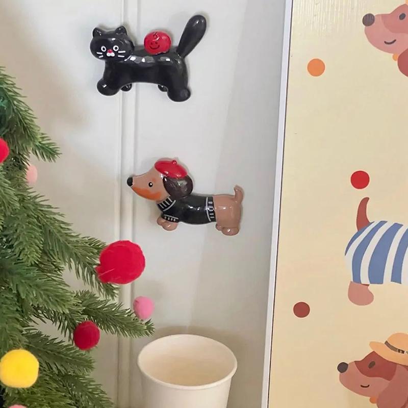 Creative Dachshund Fridge Sticker Cartoon Resin Cat Refrigerator Magnets Cute Personalized Magnetic Stickers Photo Wall