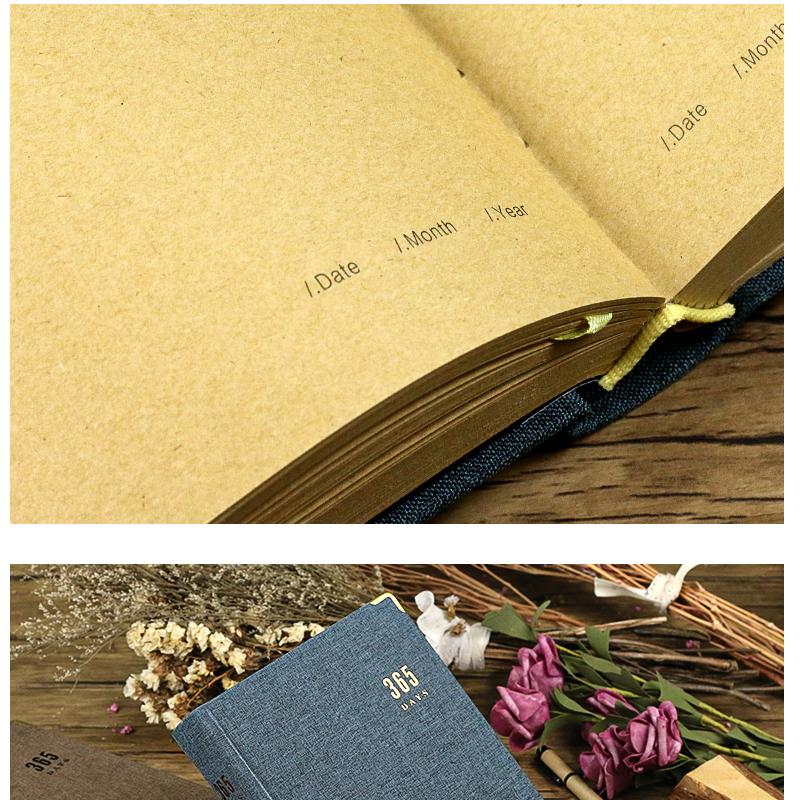 A5 Minimalist Vintage Kraft Paper Planner 365-Day Thick Blank Notebook for Journaling Love Diary