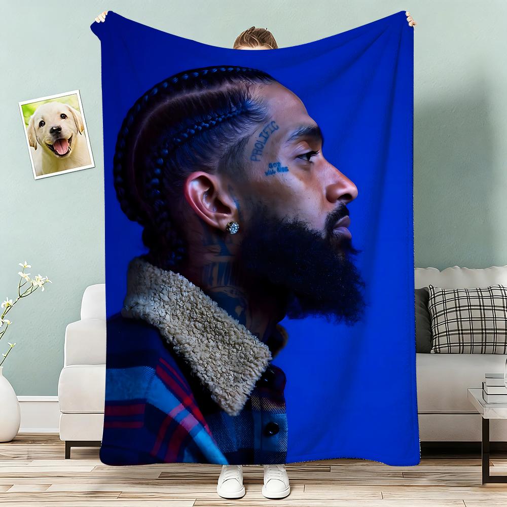 RAPPER Nipsey Hussle Throw Lightweight 240g Flannel Blanket Soft Skin-friendly for Summer Cooling