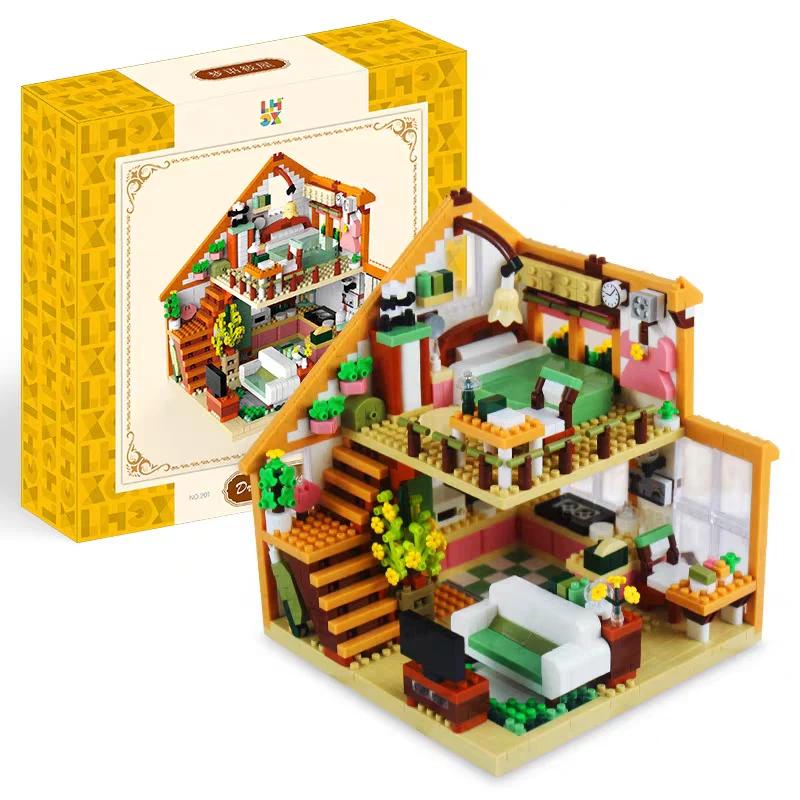 1412Pieces Dream House Blocks Toys Micro Building Block Toy Loft Room Dollhouse Birthday Gifts for Girls Girlfriend Children