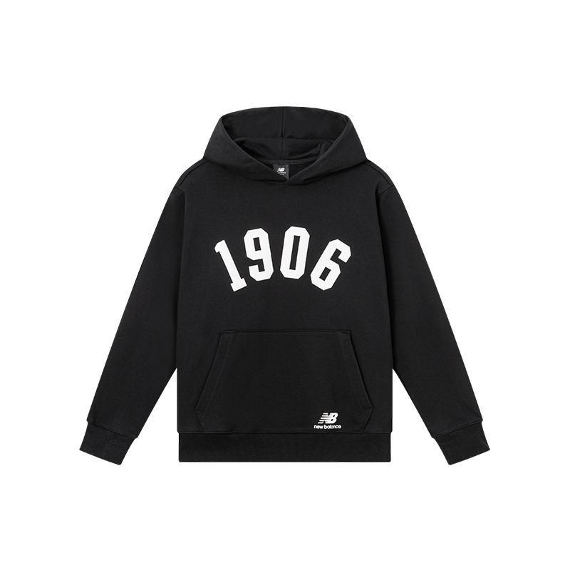 

Мужская толстовка с капюшоном New Balance с графическим принтом и карманом кенгуру, черная AMT23333-BK