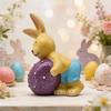 Easter Yellow Rabbit with Colored Eggs Ornament for Party and Home Decor