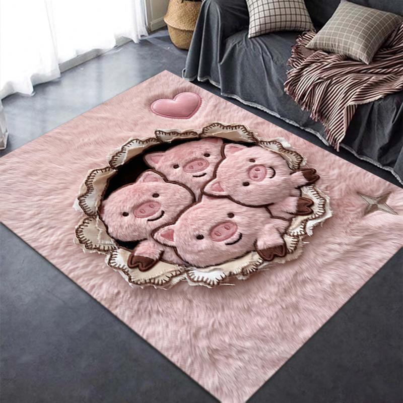 2025 New Cute Pink Pig Carpet Rug for Living Room Bedroom Home Sofa Decoration,Kids Play Non-slip Floor Mat