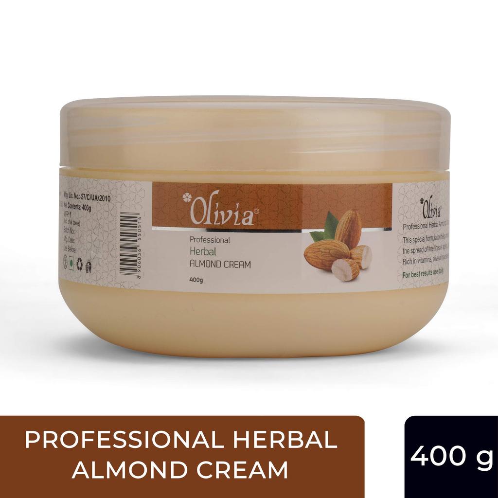 Olivia Professional Herbal Almond Cream with Olive Oil & Vitamins | Deep Hydration for Under-Eye Care | Reduces Dark Circles, Puffiness & Fine Line