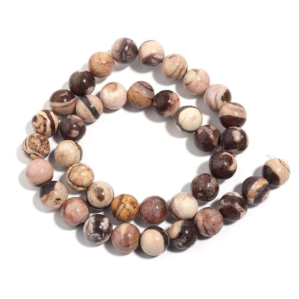 Natural Stone Beads 4 6 8 10 12mm Coffee Stripe Zebra Stone Round Loose Beads For Jewelry Making DIY Bracelets Necklace Supplies