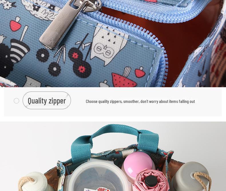 Duża płócienna torba na lunch Bento z zamkiem błyskawicznym