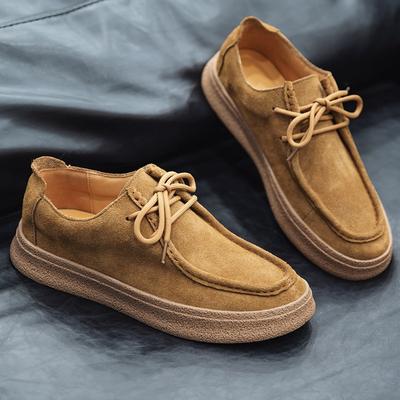 2793 echtes Leder Retro Herrenschuhe Britisch einfarbig schlicht und vielseitig Anti-Velours Rindsleder handgenäht Freizeitschuhe Lederschuhe