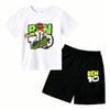 Fashion Anime Cartoon Boy Print Outdoor Street Kids T-shirt and Shorts Summer Home Casual Outfit Boy and Girl's Sports Set
