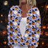 Women's Halloween Print Long Sleeve Knit Cardigan Button Front