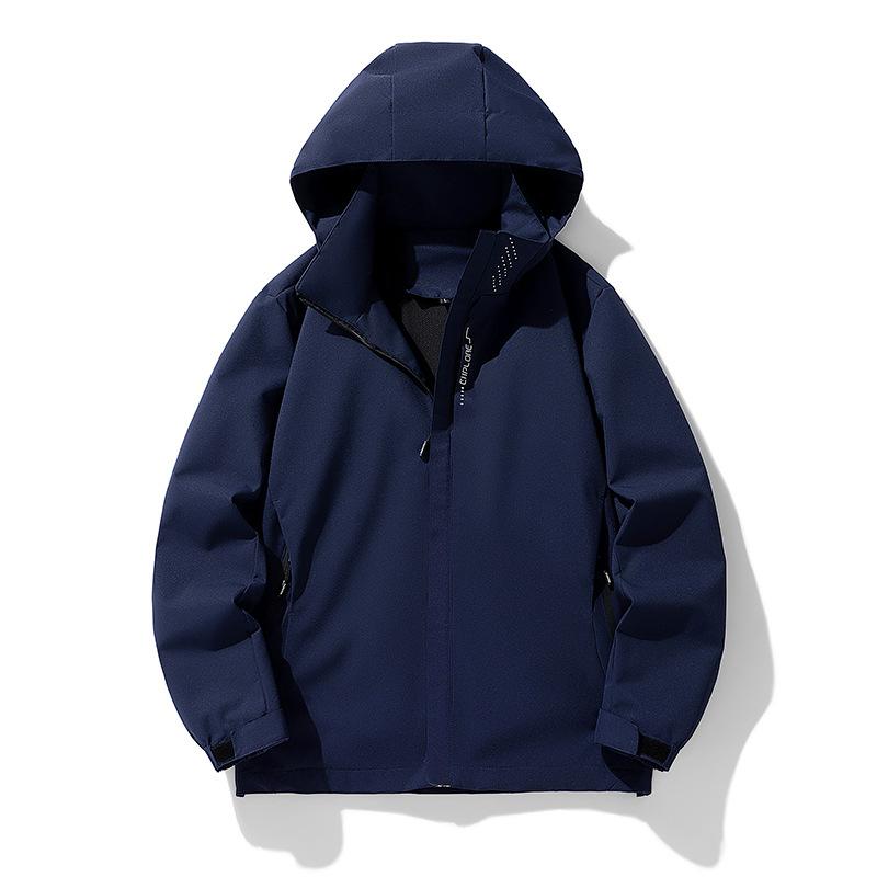 Frühlings- und Herbst-Einlagige Jacke für Männer und Frauen, Winddicht und Wasserdicht Abnehmbare Kapuze, Outdoor-Reisen