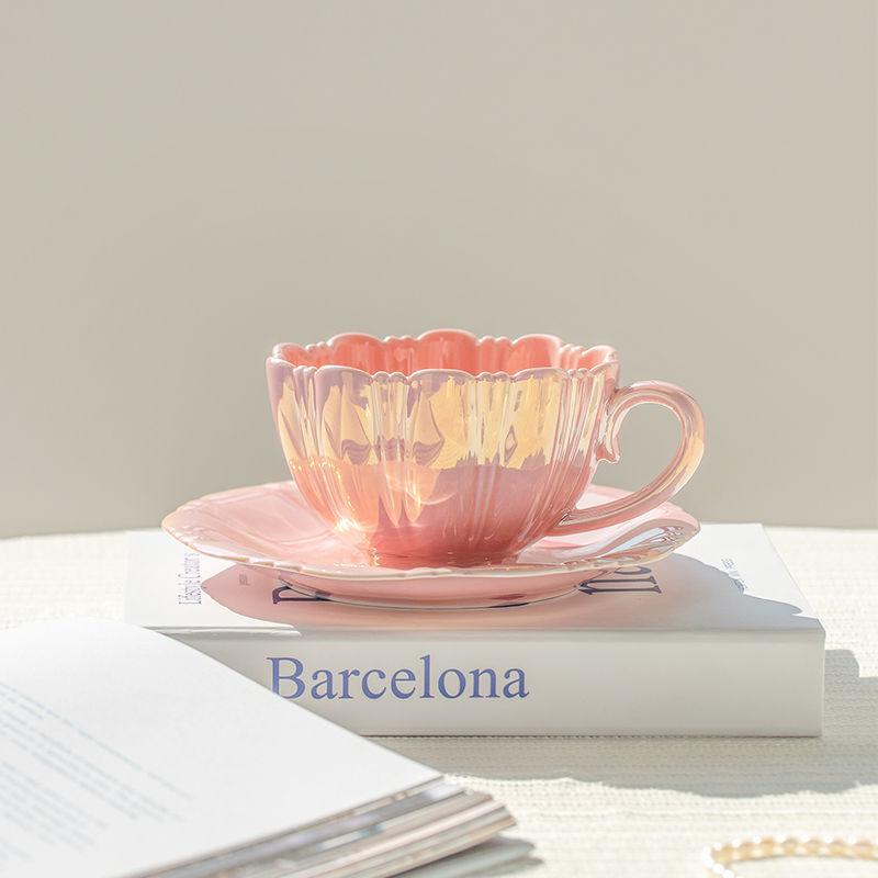 

Gradient Shell Ceramic Cups and Saucers Home Breakfast Tea Coffee Mug Holiday Gift Art Abstract Shell Mug Crafts Home Decoration 201-300ml