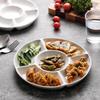 HUAIYI 10-Inch Pure White Ceramic 5-Compartment Serving Platter