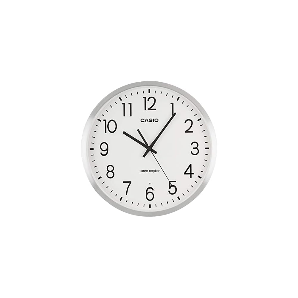 CASIO Wall Clock, Radio-Controlled, Silver, Analog, Aluminum Frame, Nighttime Second Hand Stop Function, IQ-2100J-8JF