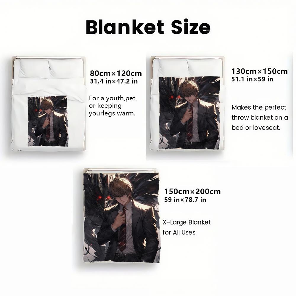 Light Yagami Print Thin Flannel Blanket for Bedrooms,Living Rooms,Sofas Blankets,Lunch Breaks,blankets Fluffy Blanket