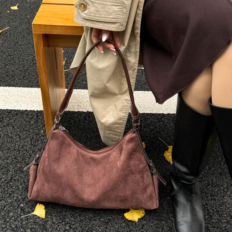 Vintage Suede Tote Bag For Women Large Capacity Crossbody Fashionable Autumn Organizer
