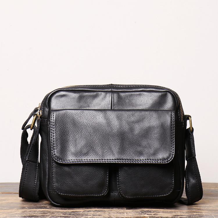 Men Vintage Top Grain Genuine Leather Messenger Bag Multifunctional Crossbody Shoulder Satchel Bag For Daily Commute Travel