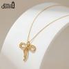 Effie Queen 925 Sterling Silber Schleife Halskette Mode Ästhetik Zirkon Schleife Anhänger Choker Schmuck Tägliche Accessoires SAPN63