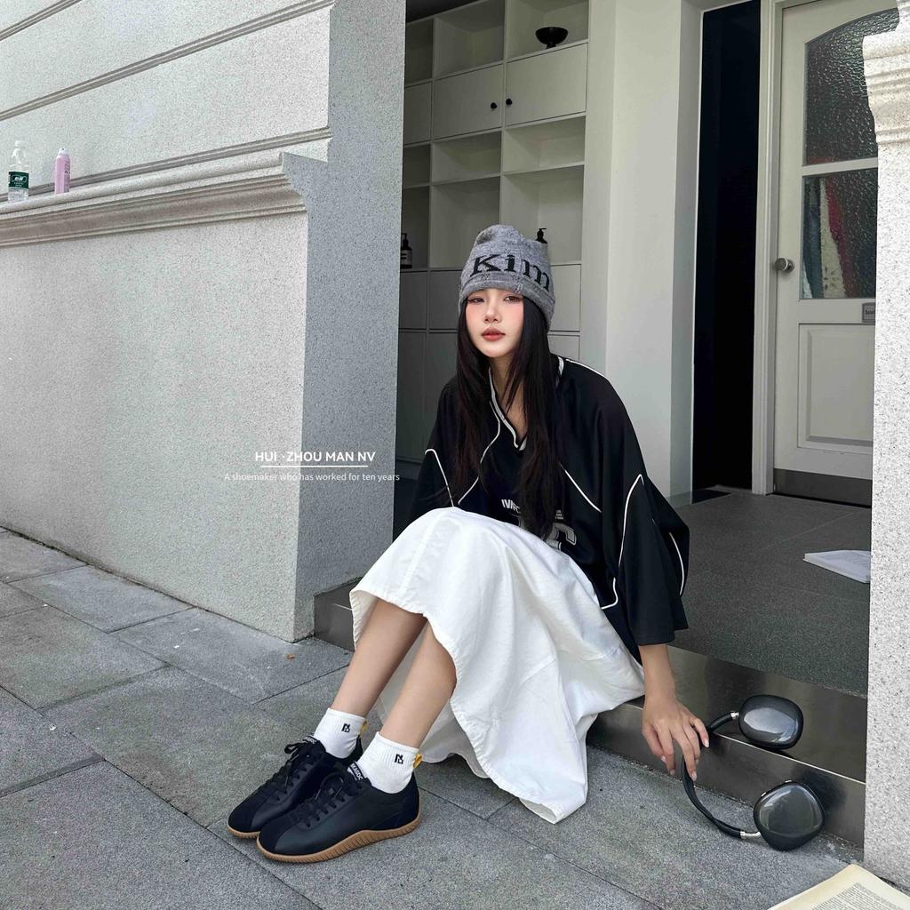 Sheepskin version~ Ballet shoes women's sports style 2025 new Korean version leather platform training women's shoes single shoes women