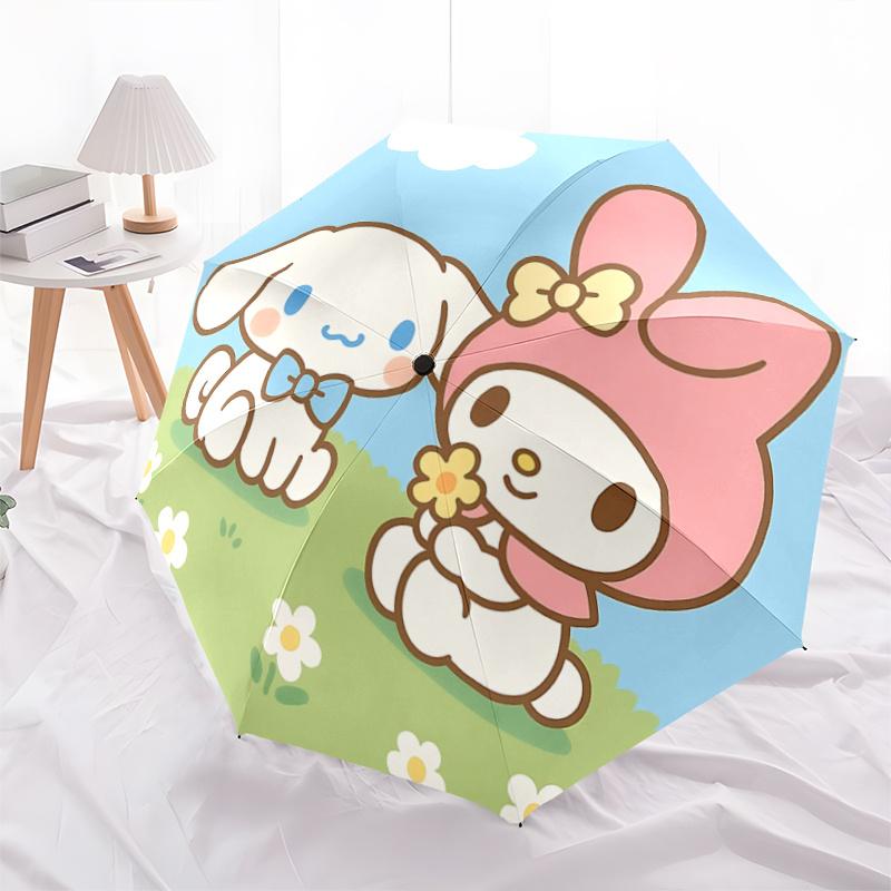 

1pc My Melody & Cinnamoroll Outdoor Umbrella - Automatic Opening/Closing, Foldable Design, 8-Rib Iron Frame, Festival Gift for Fans, Travelers, Daily