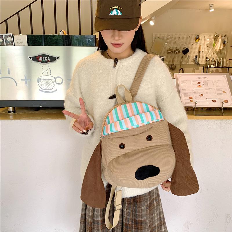 2025 Large Korean Style Backpack with Cute Cartoon Dog Design for Students