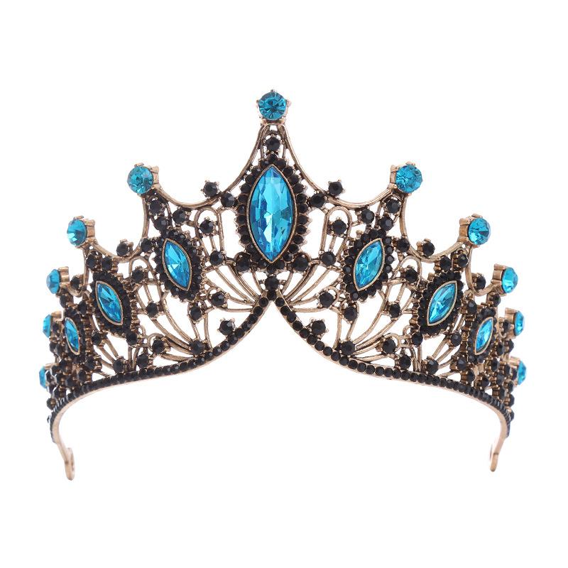 New Bridal Crown Retro Black Baroque Diamond Crystal Tiara Birthday Wedding Headband