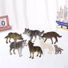 7x Simulation Wolf Figurine Toy, Decor Jungle Animal Set for Ages 3+