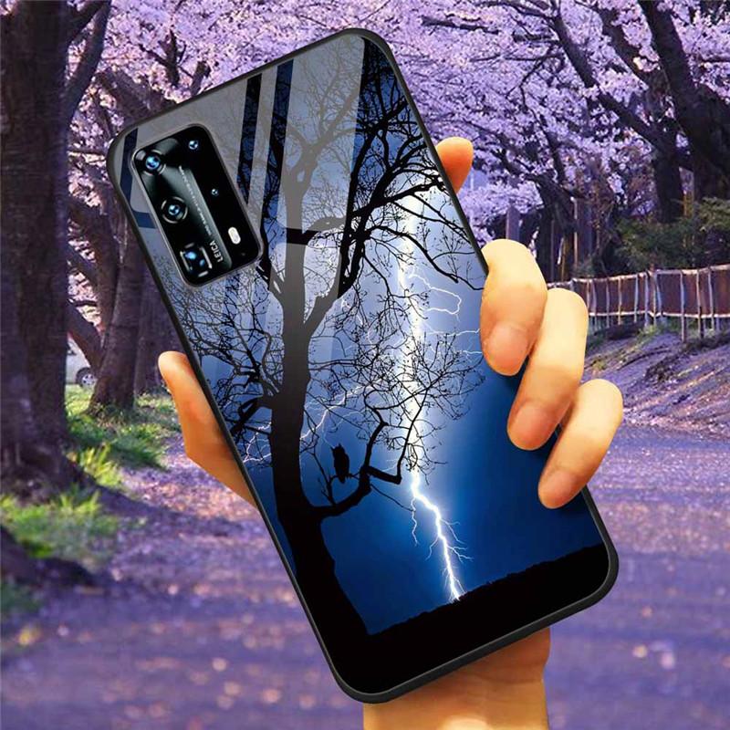 For Huawei P40 Lite / P40Pro Case P 40 Tempered Glass Starry Marble Hard Back Cover for Huawei P40 Pro / P40Lite E Cases Coque