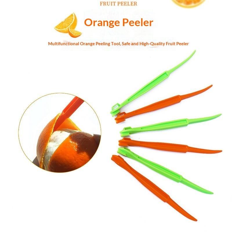 2Pcs Plastic Orange Peeler Long Handle Fruit Skin Remover Citrus Peeling Tools For Grapefruit Lemon Kiwi Mango Carrot Cucumber