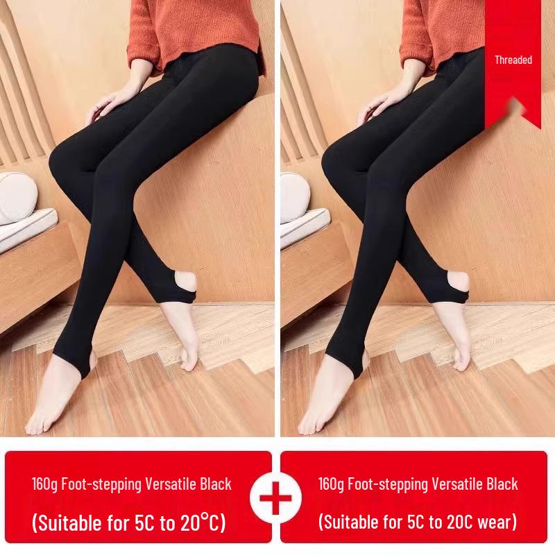 Plus Size Velvet Lined Warm Tights - No Sag Footed Leggings for Spring and Autumn - Supports Up to 200 Jin